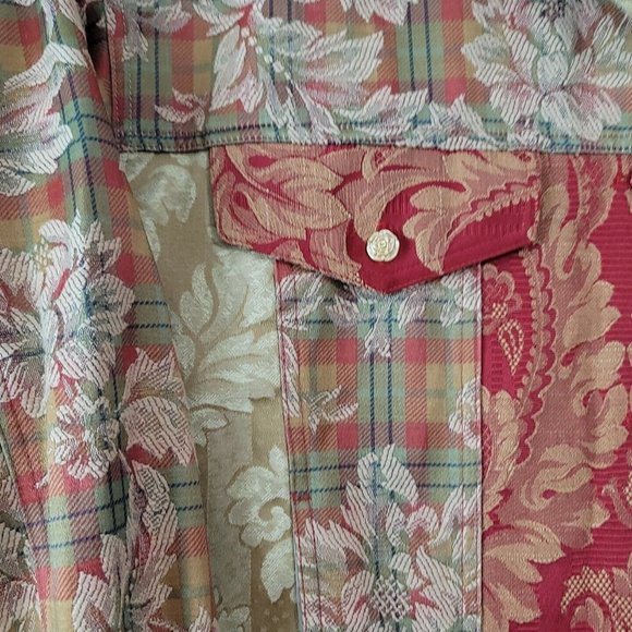 Vtg My Boyfriends Back Womens Denim Jacket Floral Patchwork Pattern Rose Buttons - Picture 3 of 16